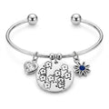 Celestial Flower & Heart Charm Bangle