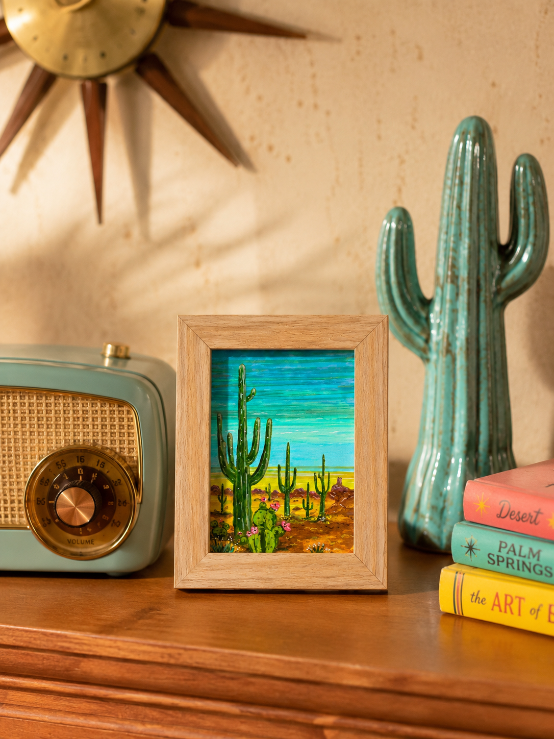 Turquoise Desert Horizon – Original Framed Acrylic Painting (1 of 1)