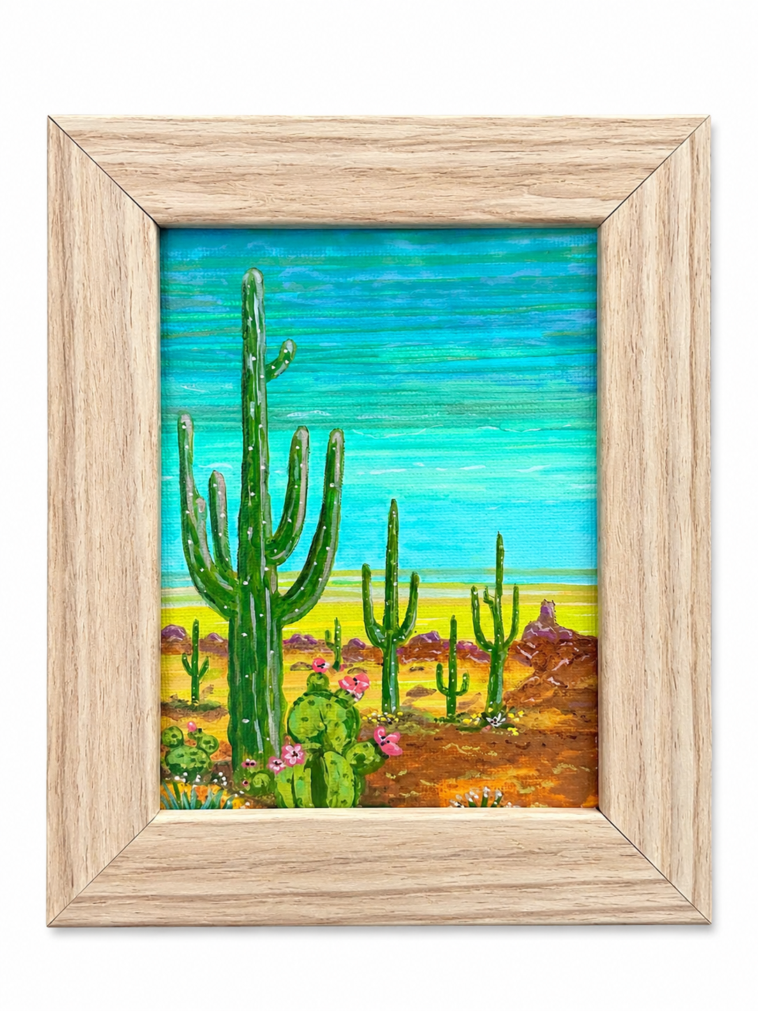 Turquoise Desert Horizon – Original Framed Acrylic Painting (1 of 1)
