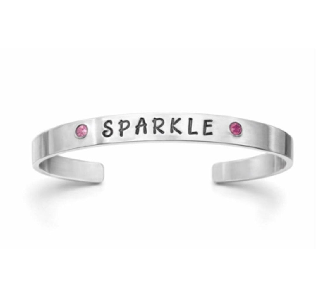 "SPARKLE" hand-stamped Cuff