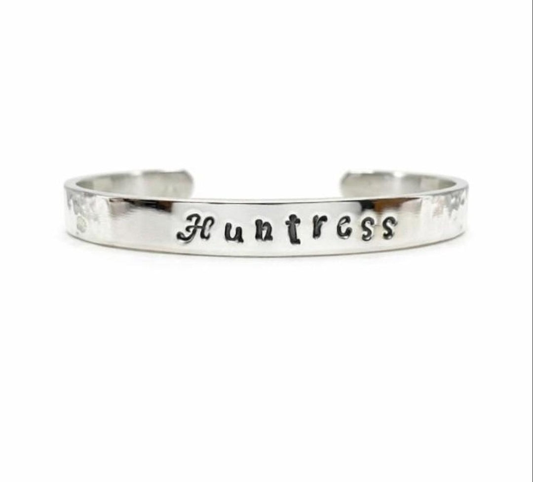 "Huntress" Hand-Stamped Hammered Cuff