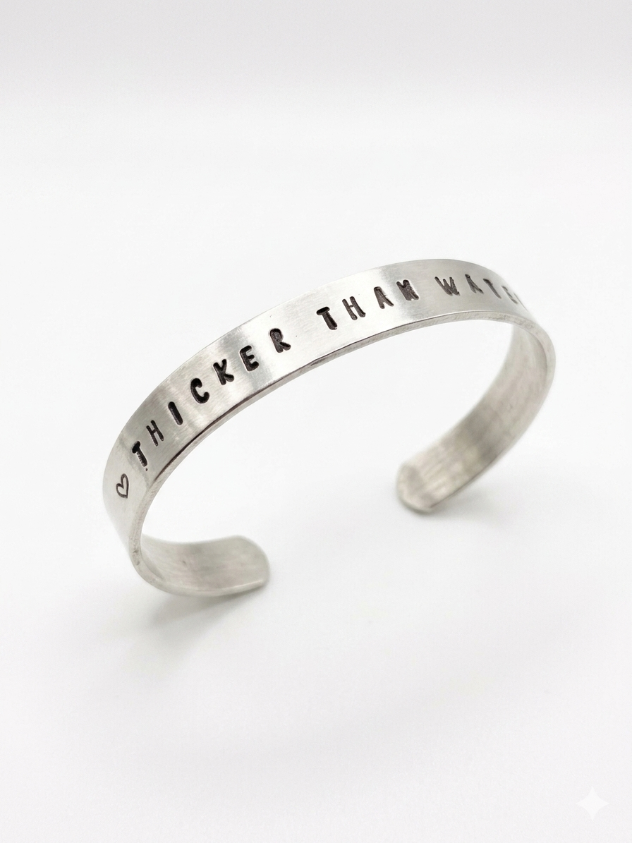 Thicker Than Water Hand-Stamped Cuff