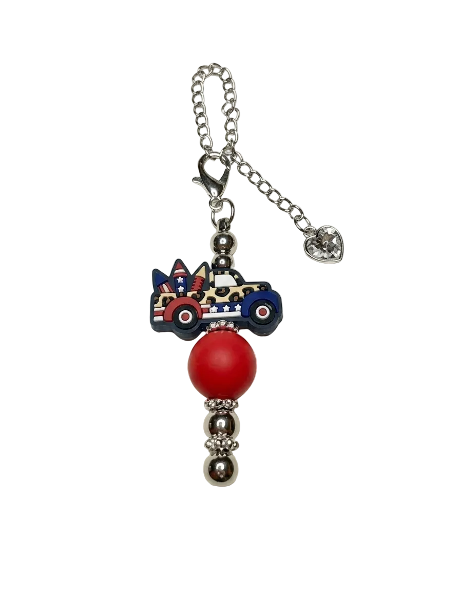 Patriotic Vintage Firework Truck Tumbler Charm