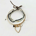 Boho Heart Charm Bangle (Green)