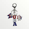 Patriotic USA Butterfly Keychain | Handcrafted Rhinestone Star Keychain