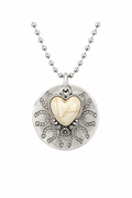 Prairie Luck Hand-Stamped Disc Necklace with Genuine Cream Gemstone