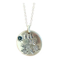 Hand-Stamped Cactus Necklace - "Hug Me" Aluminum Pendant with Gemstone