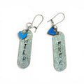 "Wild & Free" Earrings - Hand-Stamped Aluminum & Turquoise Heart Dangle Earrings