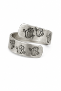Desert Cactus Hand Stamped Polished Aluminum Wrap Ring