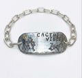 "Cactus Vibes" Hand-Stamped Link Bracelet