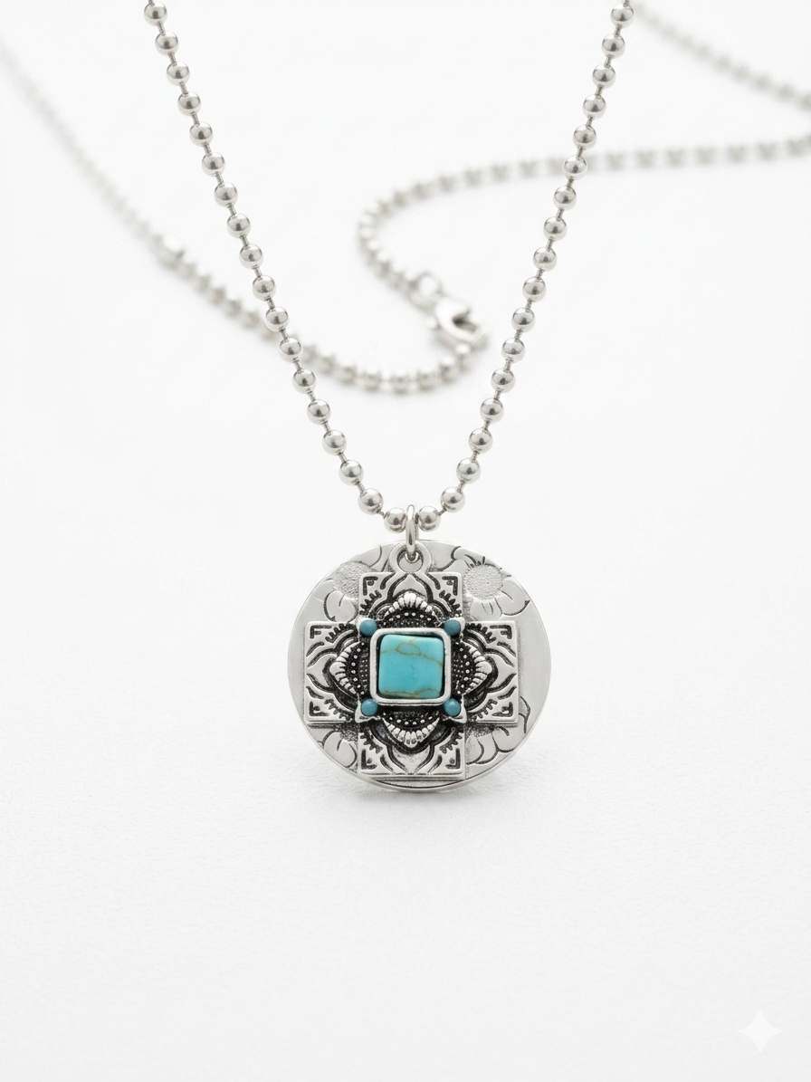 Turquoise Medallion Pendant Necklace