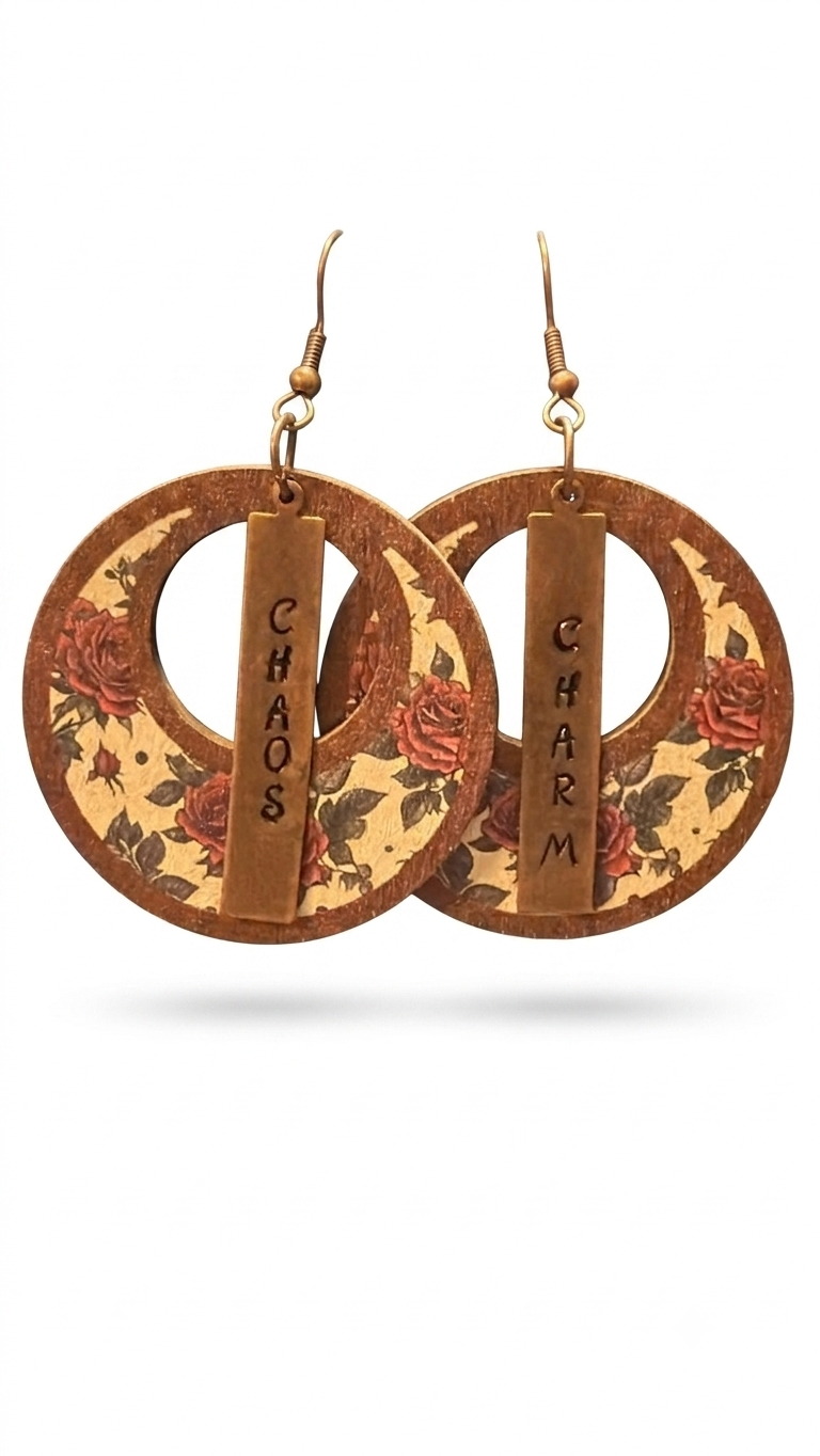 Chaos & Charm Vintage Rose Hoop Earrings