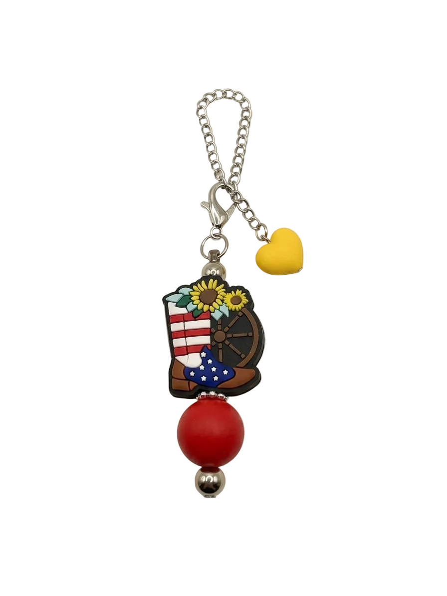 Patriotic Cowboy Boot & Sunflower Tumbler Charm