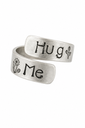 "Hug Me" Wildflower Hand-Stamped Aluminum Ring