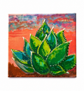Desert Sunset Succulent | Original 4x4 Acrylic Canvas Painting