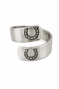 Lucky Horseshoe Hand Stamped Polished Aluminum Wrap Ring