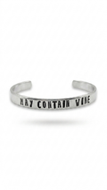 May Contain Wine Handstamped Aluminum Cuff Bracelet